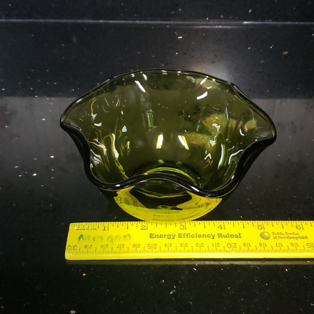 Vintage. Green Blown Glass Multi Purpose Dish